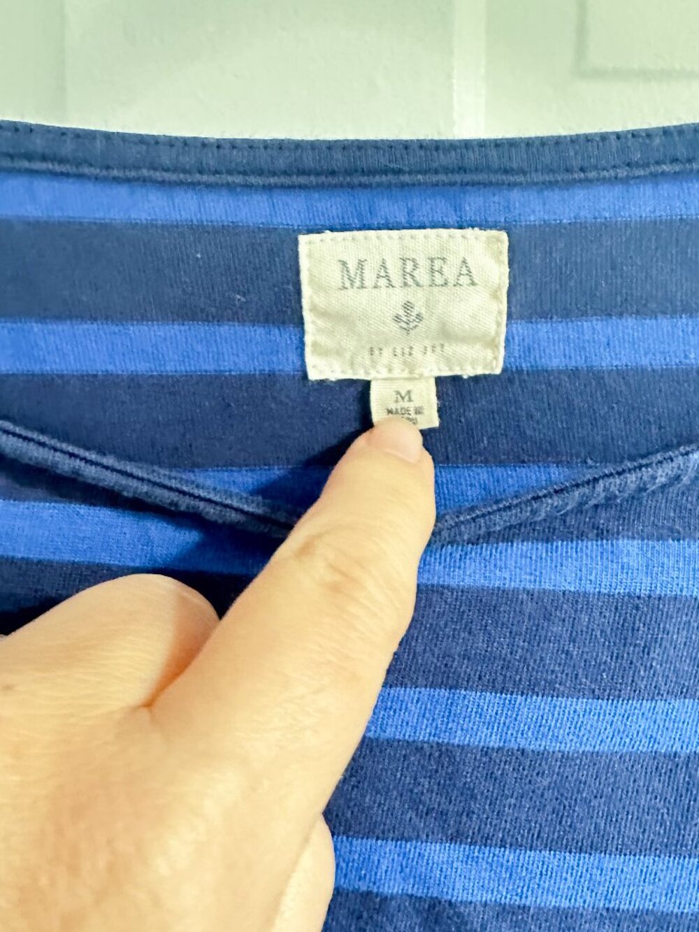 Marea by Liz Joy Short Sleeve Mariner Tidal Blue Navy T-Shirt - M - Picture 2 of 2